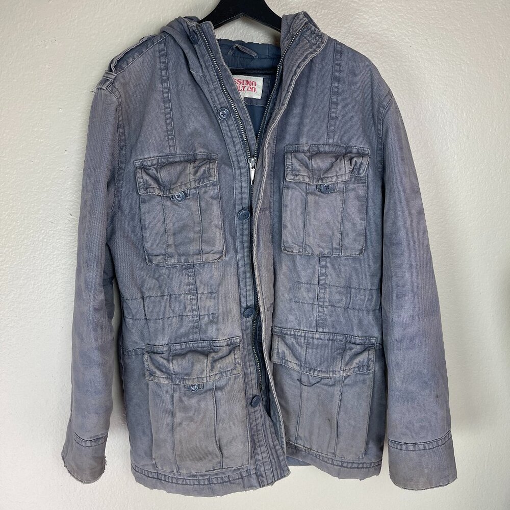 Mossimo Supply Co Grey Hooded Cargo Chore Jacket